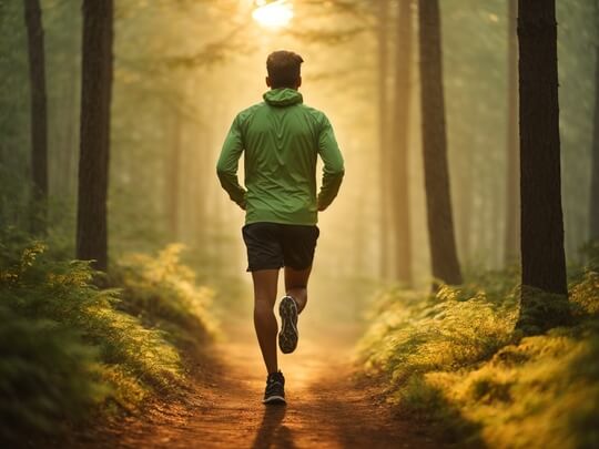 Läufer im Wald - vegane Ernährungsberatung für Sportler:innen